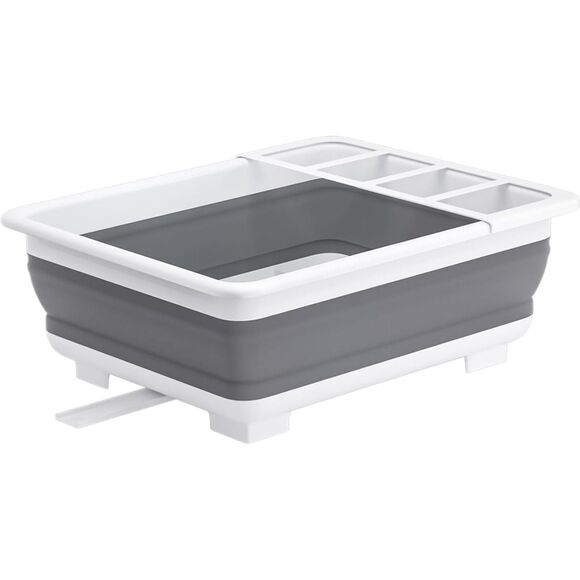 Collapsible Dish Drying Rack with Storage Tray Gray (4600) - Picture 4 of 7